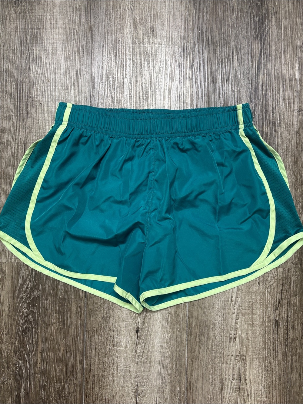 Women’s Teal Athletic Shorts with Lime Accent